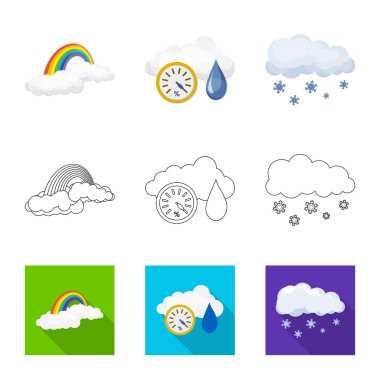 Hava ve İklim simge vektör tasarımı. Hava ve bulut hisse senedi vektör çizim topluluğu.