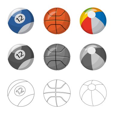 Spor ve top logo vektör tasarımı. Spor ve spor vektör simgesini hissenin koleksiyonu.