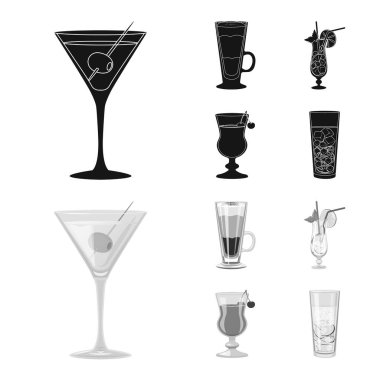 Likör ve restoran sembolü vektör Illustration. Web için içki ve bileşen stok sembolü koleksiyonu.