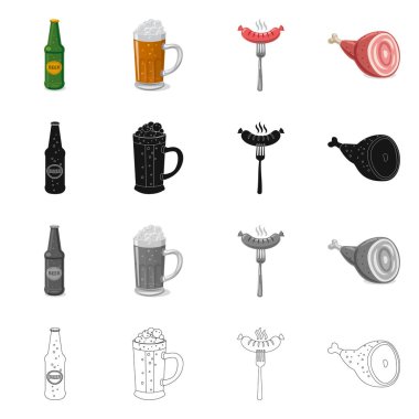 Bar ve pub simge vektör Illustration. Pub ve hisse senedi için iç vektör simge kümesi.
