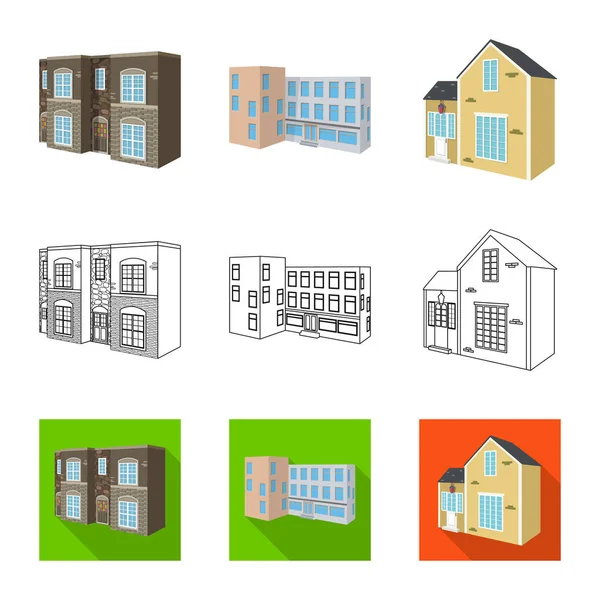 벡터 일러스트 레이 션의 외관 및 주택 아이콘입니다. 수집,의, 외관,와 ..., 인프라 스톡 벡터 일러스트. — 스톡 벡터