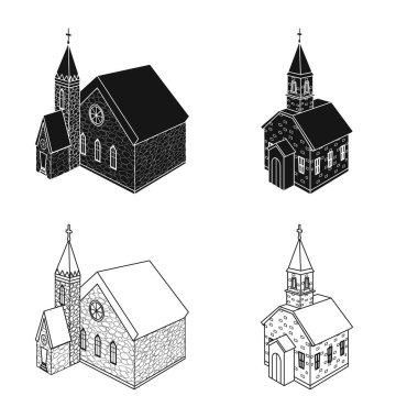 Tapınak ve tarihi logosu izole nesne. Web için tapınak ve inanç stok sembolü kümesi.