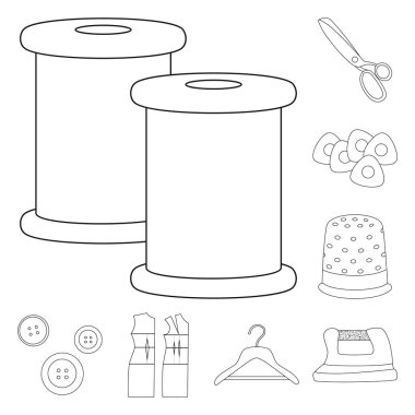 Vektör Illustration moda ve terzilik işareti. Moda ve tekstil stok vektör çizim seti.