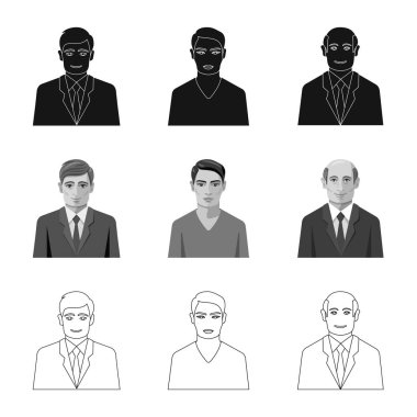 Saç modeli ve meslek logo vektör Illustration. Hisse senedi için saç modeli ve karakter vektör simge topluluğu.