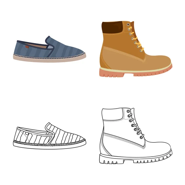 Diseño vectorial de zapato y signo de calzado. Set de zapatos y pies stock vector ilustración . — Archivo Imágenes Vectoriales