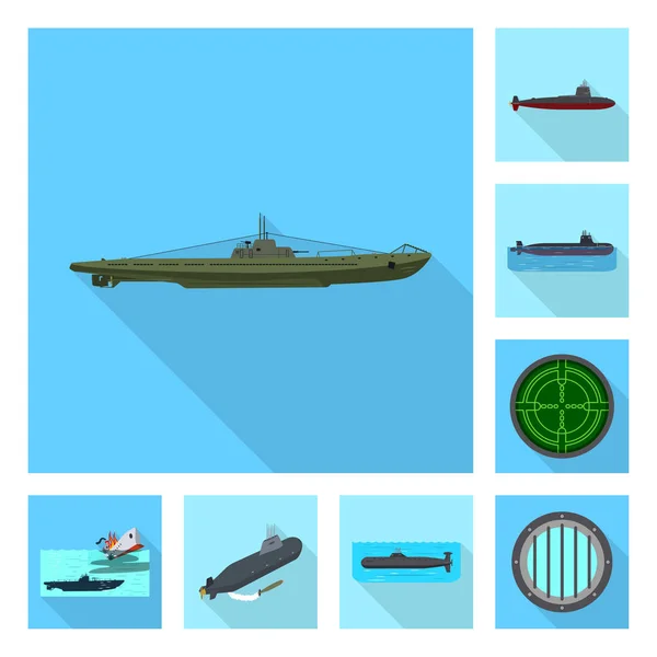 Illustration vectorielle du logo militaire et nucléaire. Collecte d'illustration vectorielle de stock militaire et maritime . — Image vectorielle