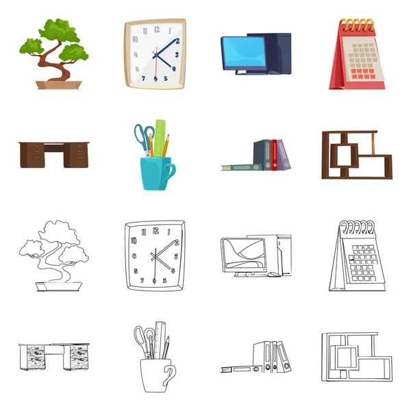 Geïsoleerde object van meubilair en werk pictogram. Set van meubels en home vector pictogram voor voorraad. — Stockvector