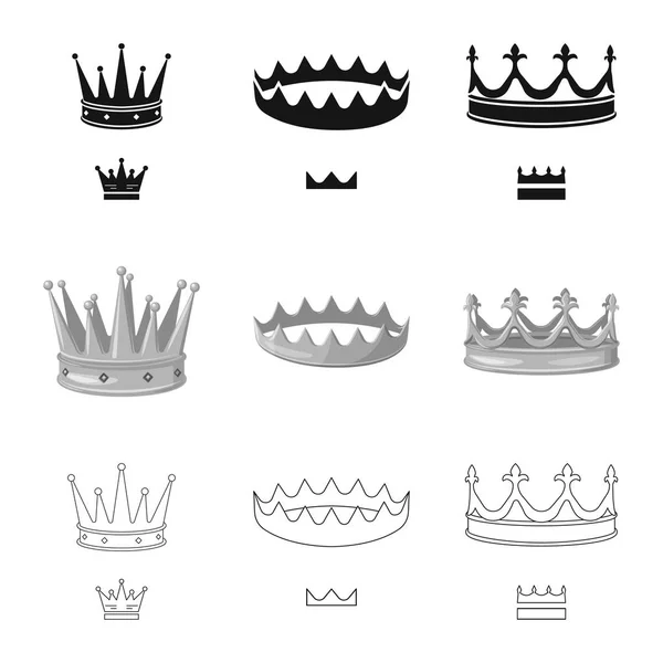 Vectorillustratie van de middeleeuwse en symbool van de adel. Collectie van middeleeuwse en monarchie aandelensymbool voor web. — Stockvector