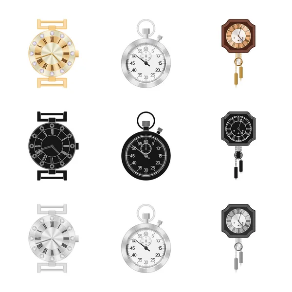 時計と時間のシンボルのベクター デザイン。時計と円の株式ベクトル イラスト集. — ストックベクタ