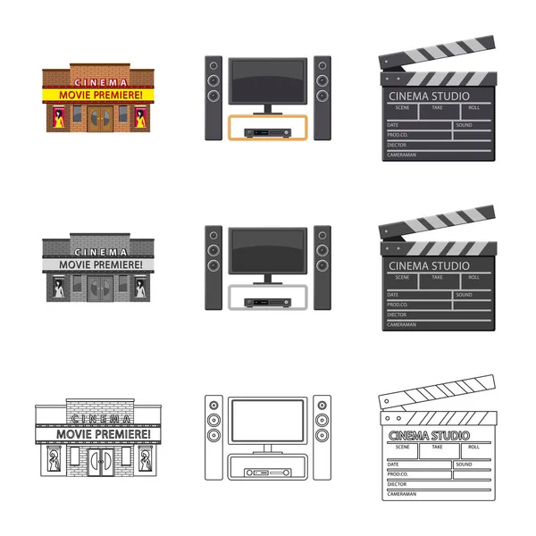 Conception vectorielle de la télévision et logo de tournage. Série d'illustrations vectorielles pour la télévision et le visionnement . — Image vectorielle