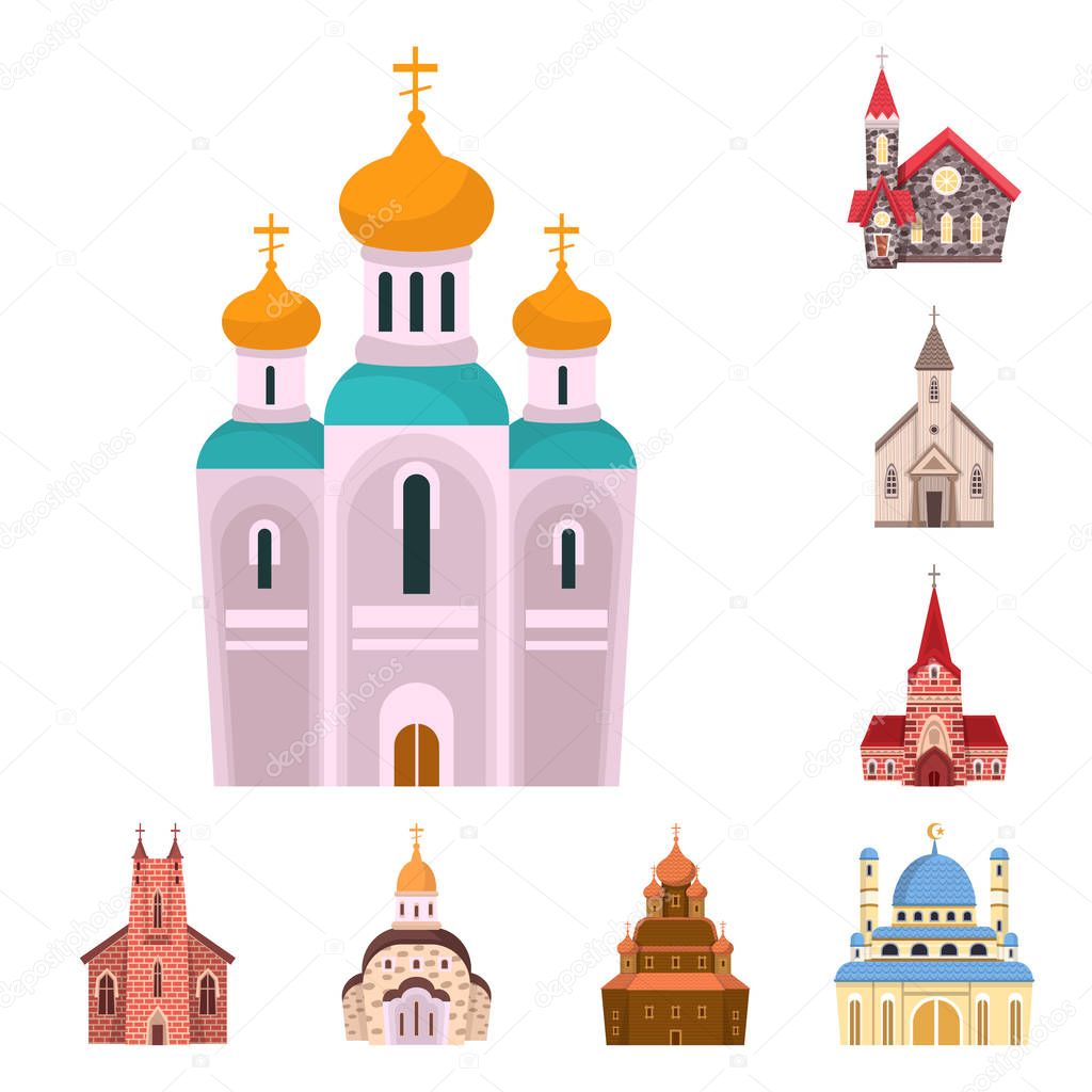 Isolated object of religion and building symbol. Collection of religion and faith stock symbol for web.