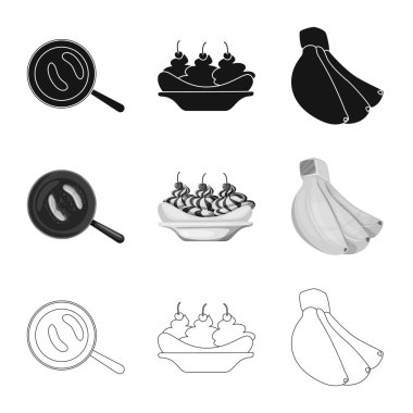 Doğal ve vejetaryen simge vektör Illustration. Hisse senedi için doğal ve yeme vektör simge topluluğu.