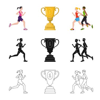 Spor ve kazanan işareti yalıtılmış nesne. Spor ve fitness hisse senedi vektör çizim seti.