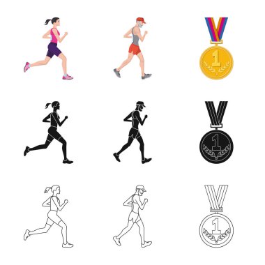 Spor ve kazanan işareti yalıtılmış nesne. Spor ve fitness hisse senedi vektör çizim topluluğu.