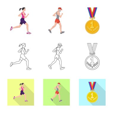 Spor ve kazanan işareti vektör Illustration. Spor ve fitness hisse senedi simgesi web için kümesi.