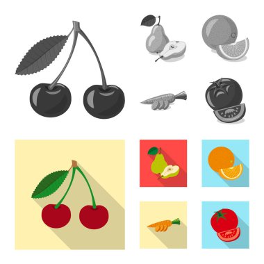 Sebze ve meyve simge vektör Illustration. Sebze ve vejeteryan hisse senedi vektör çizim topluluğu.