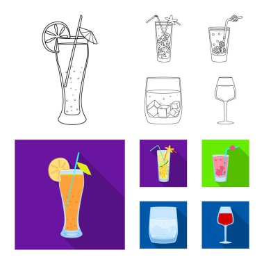 Likör ve restoran sembolüizole nesne. Likör ve malzeme stok vektör illüstrasyon seti.