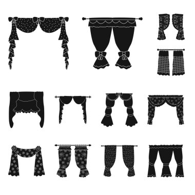 Jartiyer ve jaluzi sembolü izole nesne. Jartiyer ve perdelik stok vektör çizim koleksiyonu.