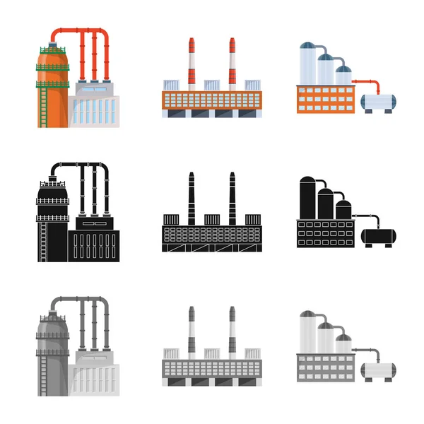 Oggetto isolato di produzione e logo della struttura. Raccolta di icone vettoriali di produzione e tecnologia per stock . — Vettoriale Stock