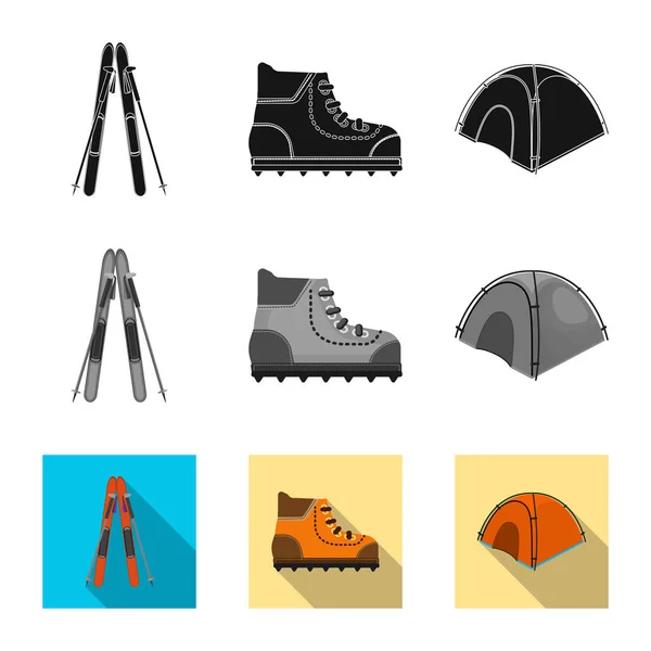 Conception vectorielle de l'alpinisme et icône de pointe. Ensemble d'icône vectorielle d'alpinisme et de camp pour stock . — Image vectorielle