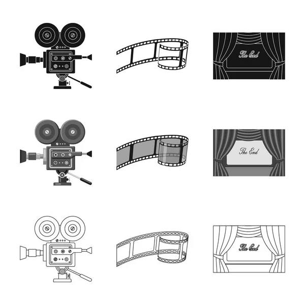 Diseño vectorial de la televisión y el logotipo de filmación. Colección de televisión y visualización de imágenes vectoriales . — Vector de stock