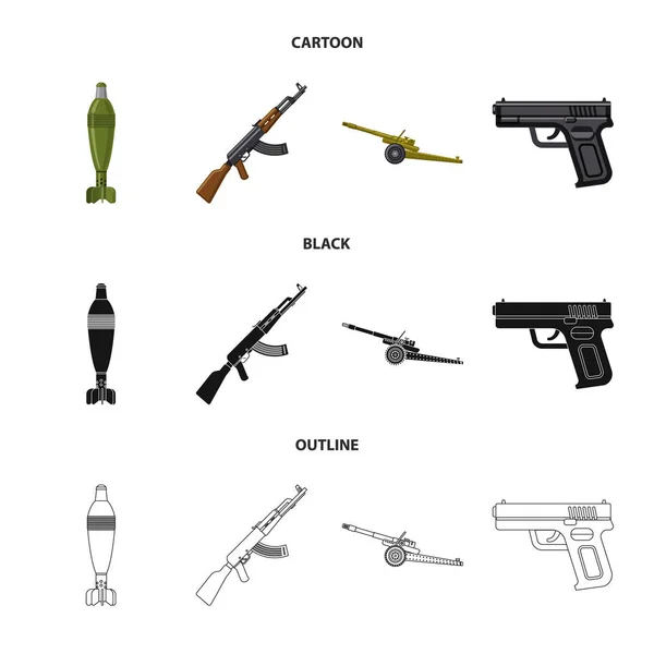 Objeto aislado de arma y signo de arma. Colección de armas y ejército stock vector ilustración . — Vector de stock