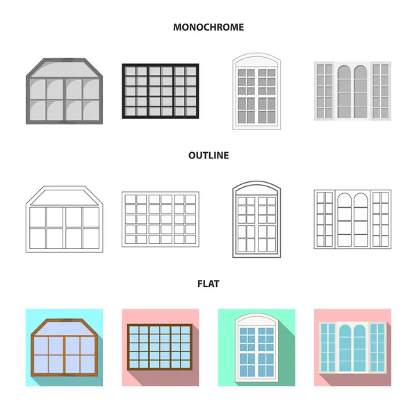 Vectorillustratie van deur en front teken. Verzameling van deur en houten vector pictogram voor voorraad. — Stockvector
