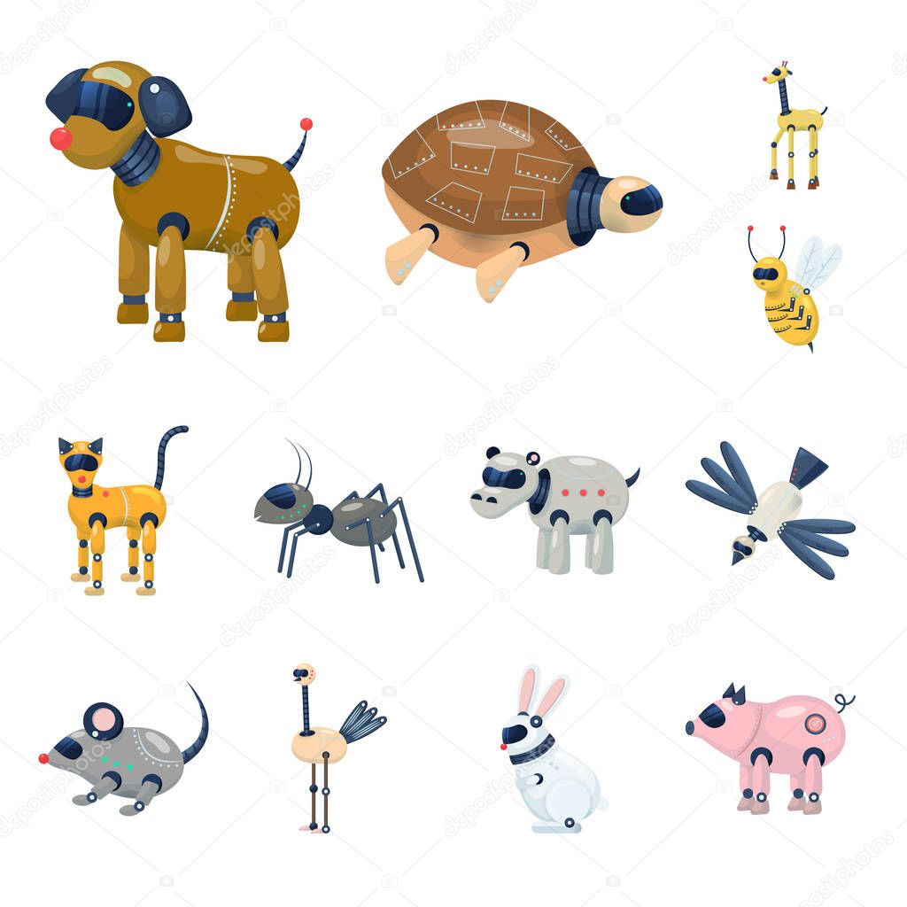 Vector design of robot and cybernetic icon. Collection of robot and automation stock symbol for web.