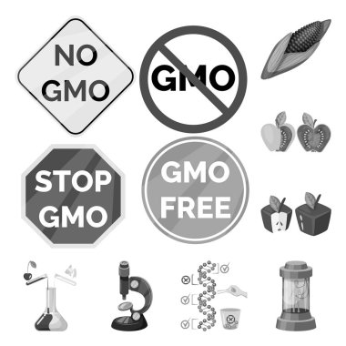 İzole işareti transgenik ve organik nesne. Transgenik ve sentetik hisse senedi simgesi web için kümesi.