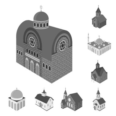 Vektör Illustration ve din adamları simgesi. Stok için dönüm noktası ve din vektör simgesi seti.