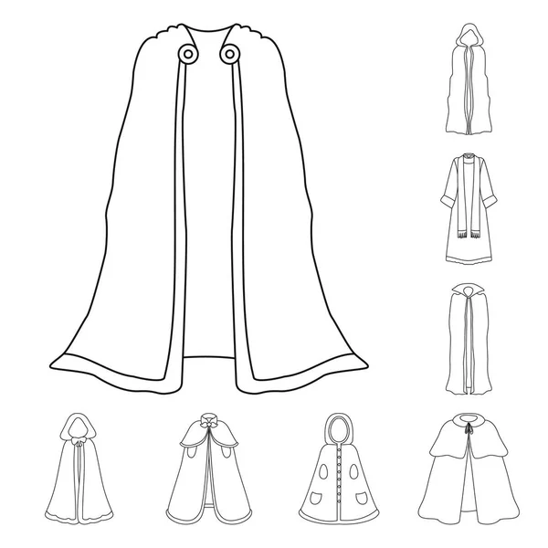 Illustrazione vettoriale dell'abito e dell'icona dell'indumento. Set di vestaglia e icona vettoriale stoffa per magazzino . — Vettoriale Stock