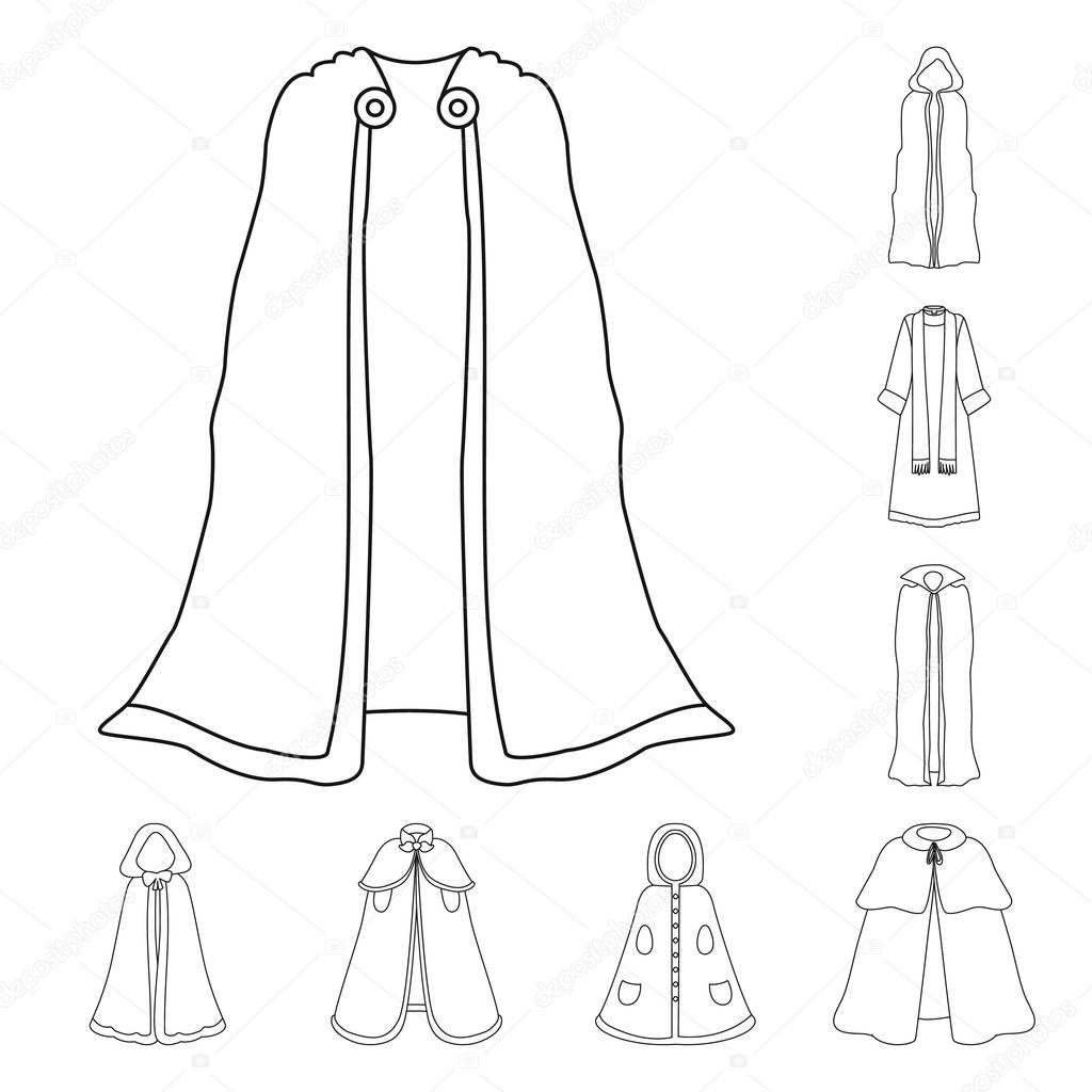 Vector illustration of robe and garment icon. Set of robe and cloth vector icon for stock.