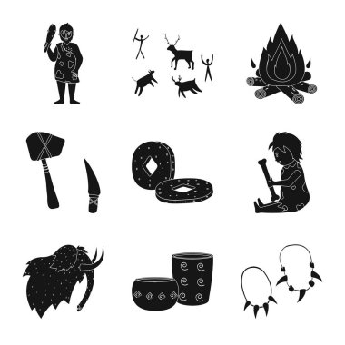 Yaşam ve ilkel logosu vektör Illustration. Yaşam ve taş stok vektör çizim seti.