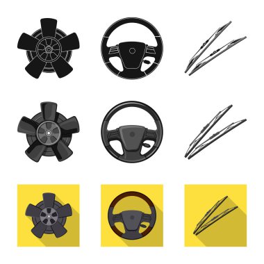 Tasarım otomatik vektör ve işareti bölüm. Web için oto, araba hisse senedi simgesi kümesi.