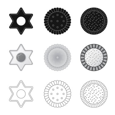 Bisküvi ve kek logo vektör Illustration. Bisküvi ve çikolata stok vektör çizim seti.