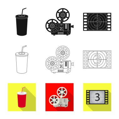 Televizyon ve filme simge vektör Illustration. Televizyon ve hisse senedi için vektör simge ile ilgilenen koleksiyonu.