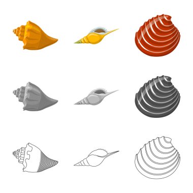 Hayvan ve dekorasyon simge vektör Illustration. Web için hayvan ve okyanus hisse senedi simgesi kümesi.