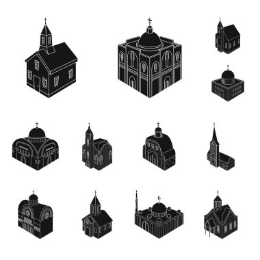 Bucak ve inanç logosu vektör tasarımı. Web için bucak ve bina stok sembolü koleksiyonu.