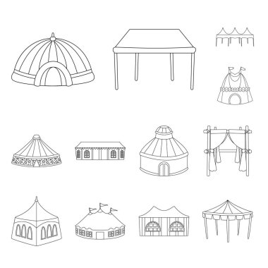 Çatı ve katlama sembolü vektör Illustration. Web için çatı ve mimari stok sembolü seti.