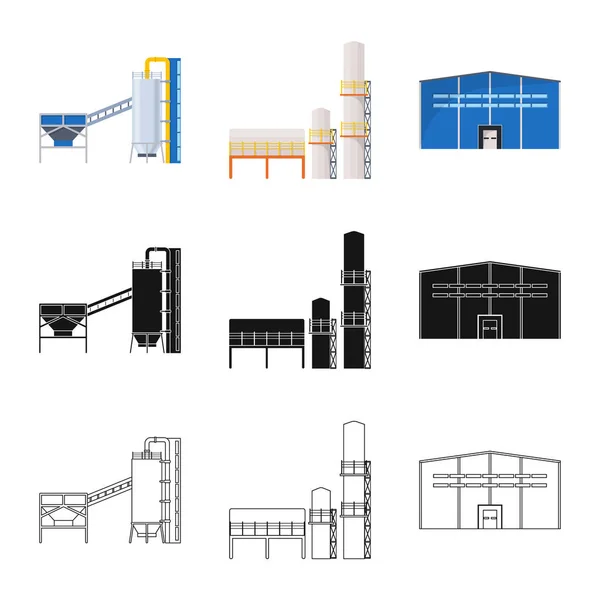 Conception vectorielle de l'icône de production et de structure. Ensemble de symbole stock de production et de technologie pour le web . — Image vectorielle