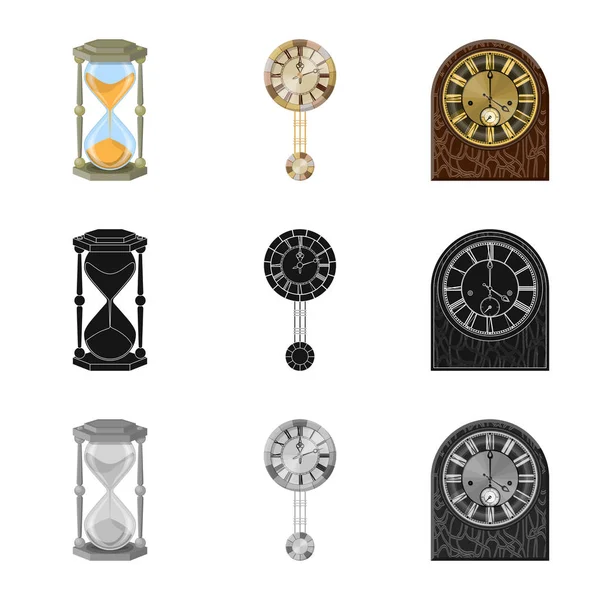 時計と時間のアイコンのベクター イラストです。時計と円の株式ベクトル イラスト集. — ストックベクタ
