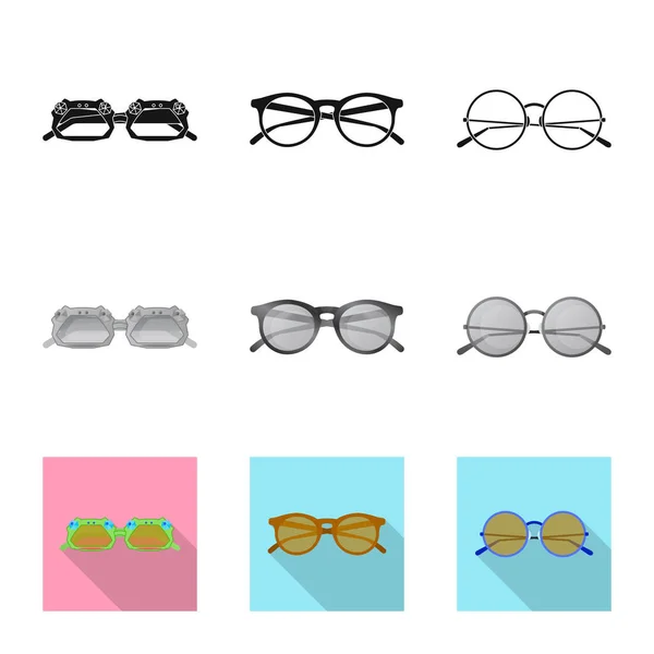 Diseño vectorial de gafas y símbolo de gafas de sol. Conjunto de gafas y accesorio icono vectorial para stock . — Archivo Imágenes Vectoriales