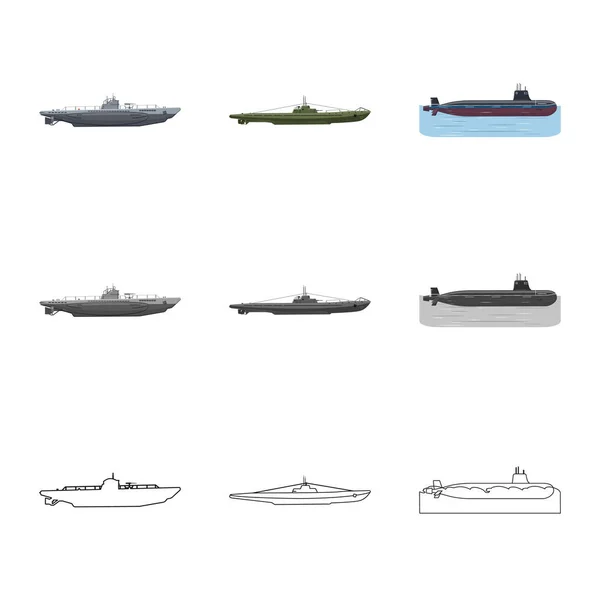 Diseño vectorial de guerra y señal de barco. Colección de ilustración vectorial de guerra y flota . — Archivo Imágenes Vectoriales