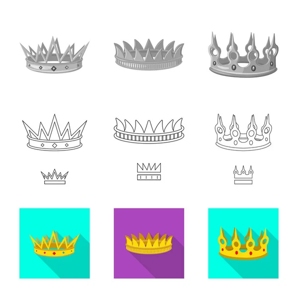 Diseño vectorial del icono medieval y de la nobleza. Conjunto de iconos vectoriales medievales y monárquicos . — Vector de stock