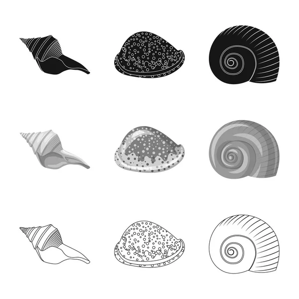 Vectorillustratie van dier en decoratie logo. Set van dier en Oceaan vector pictogram voor voorraad. — Stockvector