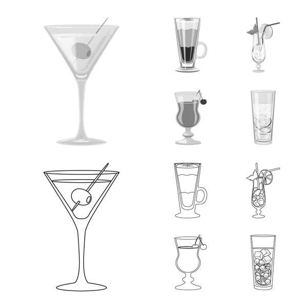 Design vetorial de bebida e símbolo de restaurante. Conjunto de licor e ingrediente estoque vetor ilustração . — Vetor de Stock
