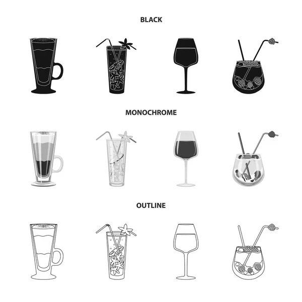 Векторное оформление ликера и иконы ресторана. Набор спиртных напитков и ингредиентов для паутины . — стоковый вектор