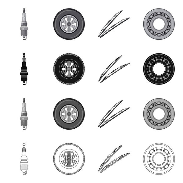Isolated object of auto and part logo. Set of auto and car vector icon for stock.