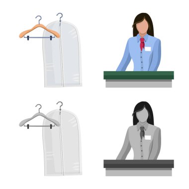 Çamaşırhane ve temiz işareti vektör tasarımı. Çamaşırhane ve giyim koleksiyonu stok web simgesi.