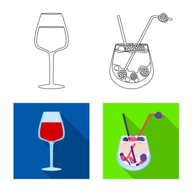 İçki ve restoran logosu vektör Illustration. Stok için içki ve madde vektör simgesi koleksiyonu.